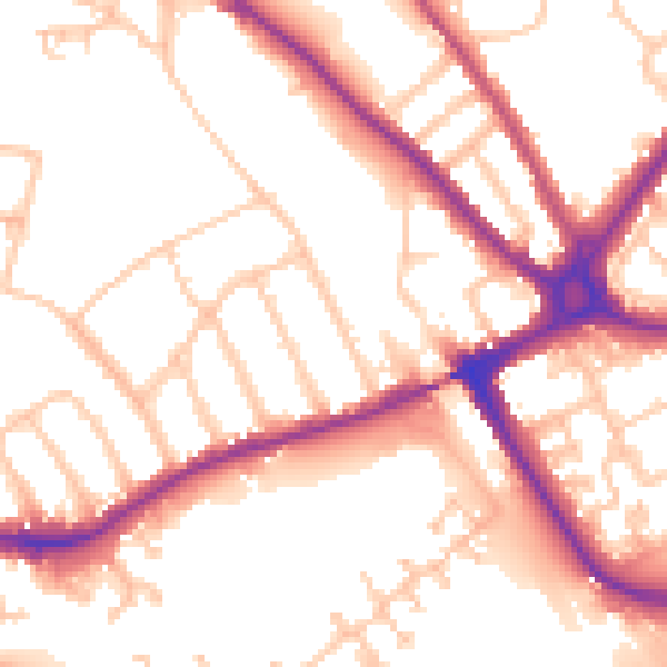 Daytime road noise heatmap for N11 3AA