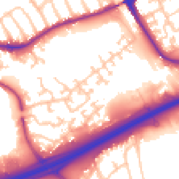 Daytime road noise heatmap for N11 3ES