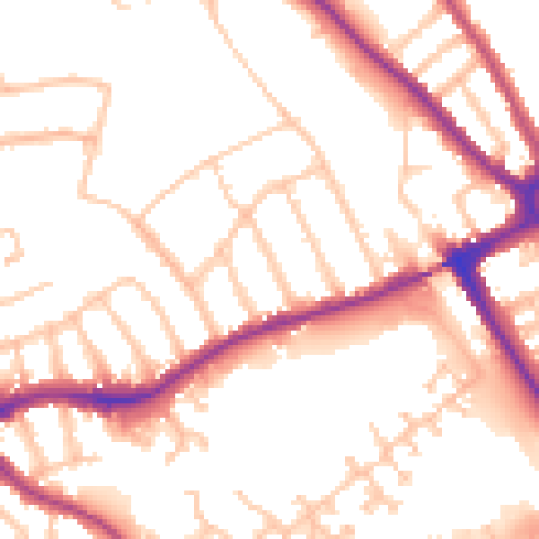 Daytime road noise heatmap for N11 3ET