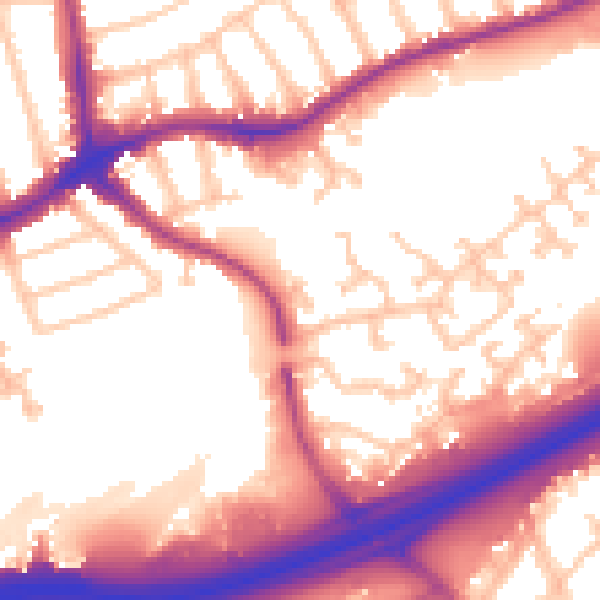 Daytime road noise heatmap for N11 3HQ