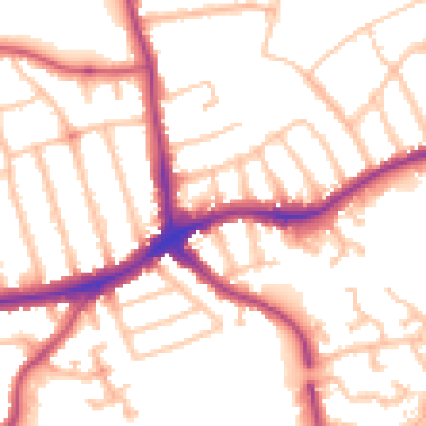 Daytime road noise heatmap for N11 3JS