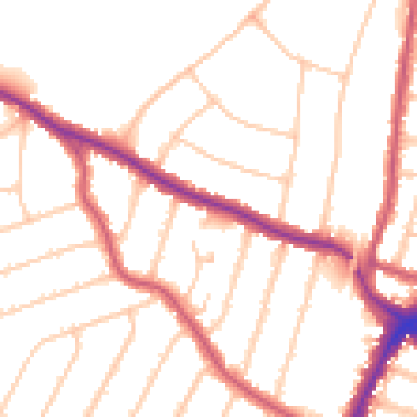 Daytime road noise heatmap for N13 4AD