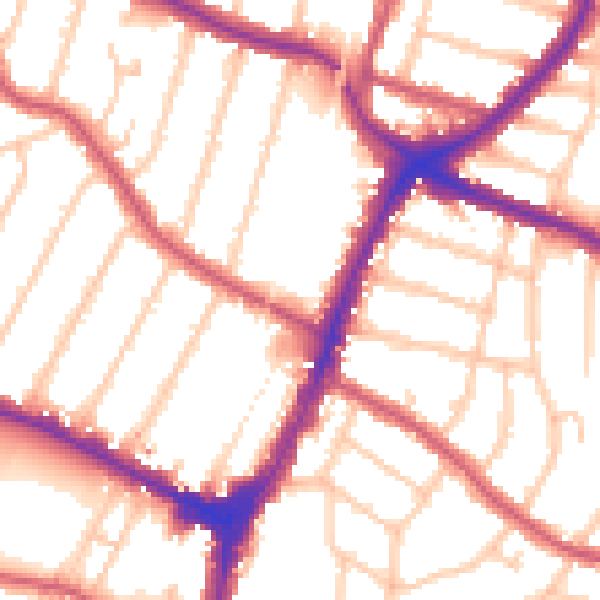 Daytime road noise heatmap for N13 4AE