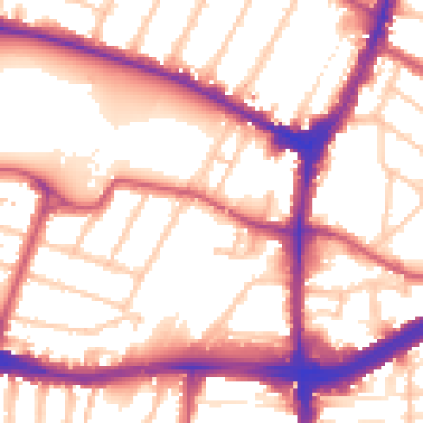 Daytime road noise heatmap for N13 4AF