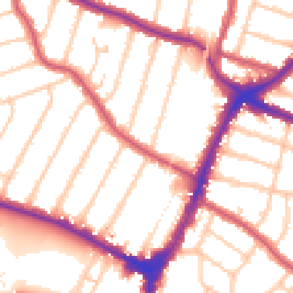 Daytime road noise heatmap for N13 4AH