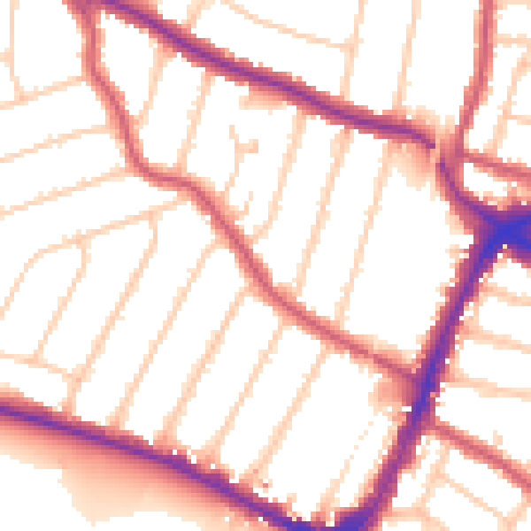 Daytime road noise heatmap for N13 4AL
