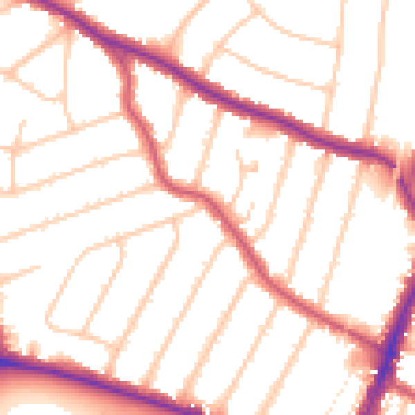 Daytime road noise heatmap for N13 4AP