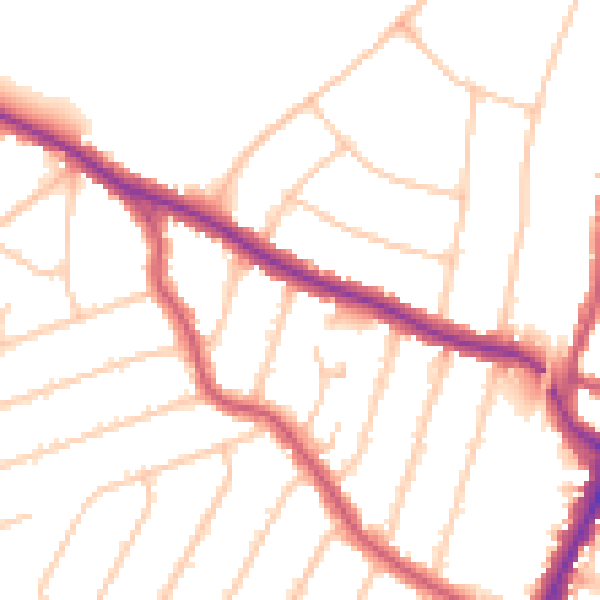 Daytime road noise heatmap for N13 4AS