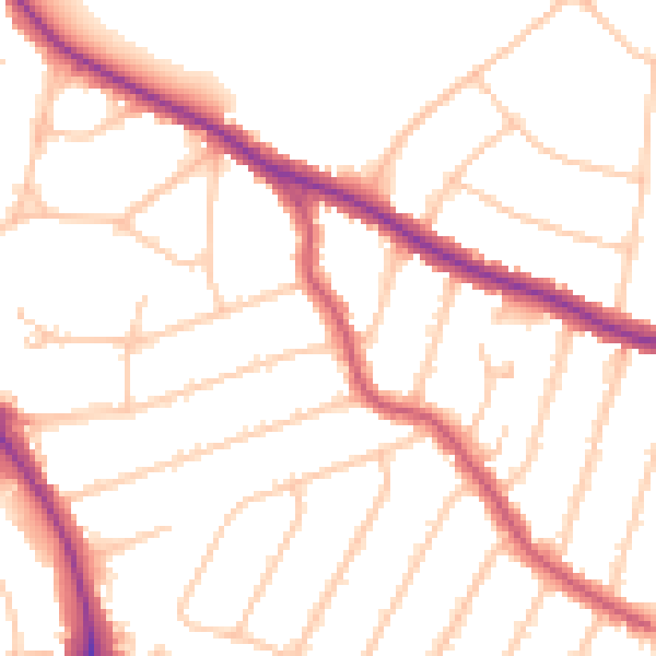 Daytime road noise heatmap for N13 4AU