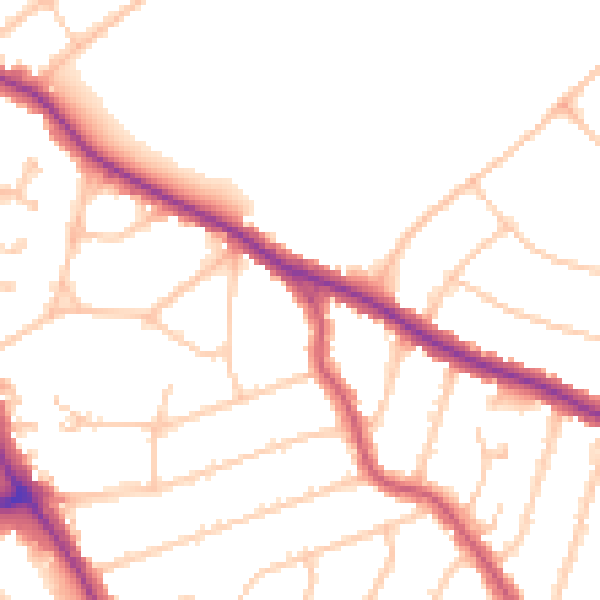 Daytime road noise heatmap for N13 4BB