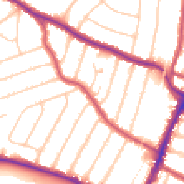 Daytime road noise heatmap for N13 4BG