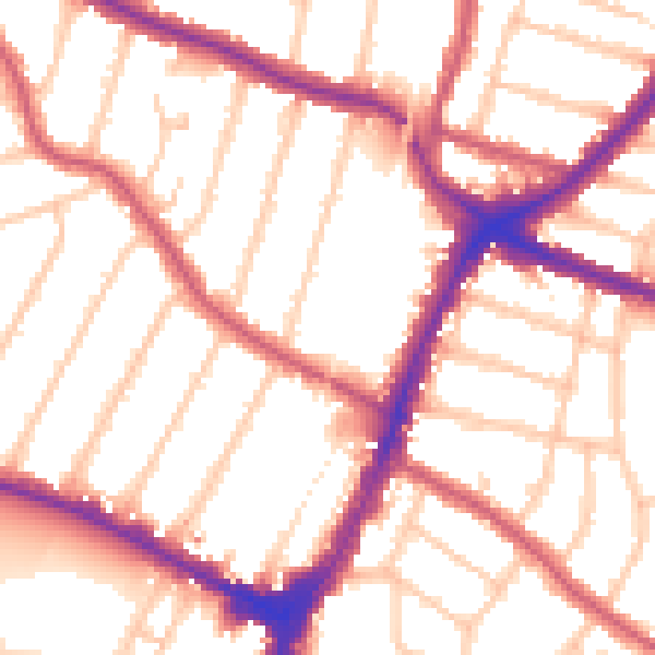 Daytime road noise heatmap for N13 4BL