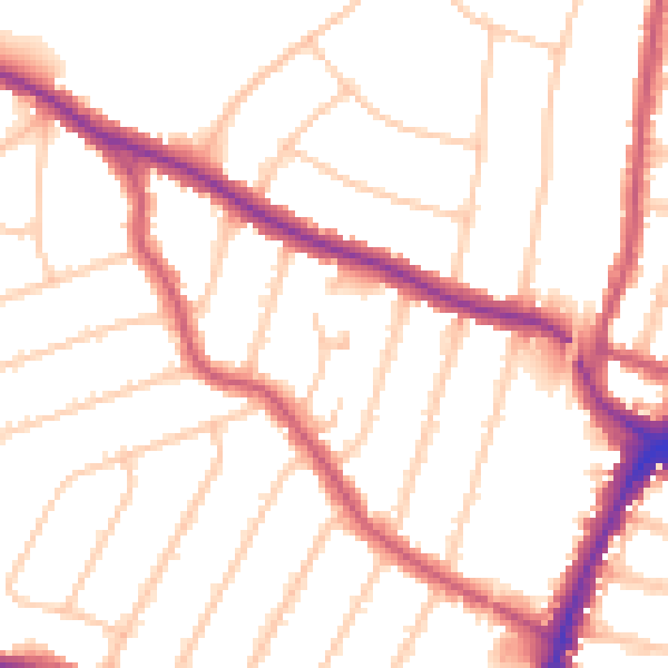 Daytime road noise heatmap for N13 4BN