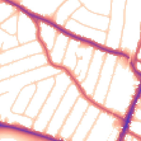 Daytime road noise heatmap for N13 4BQ
