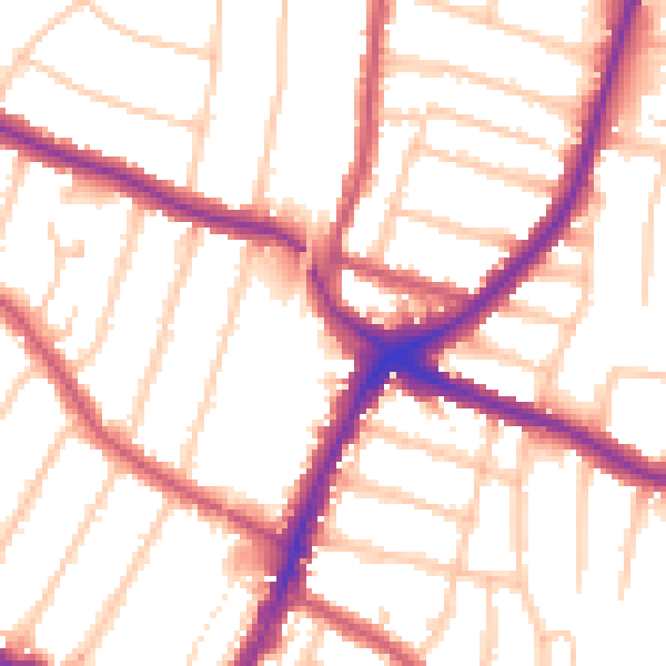 Daytime road noise heatmap for N13 4DA