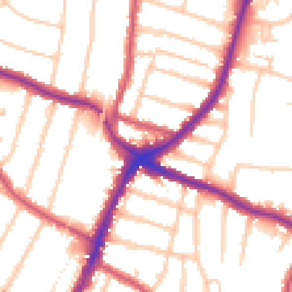 Daytime road noise heatmap for N13 4DD