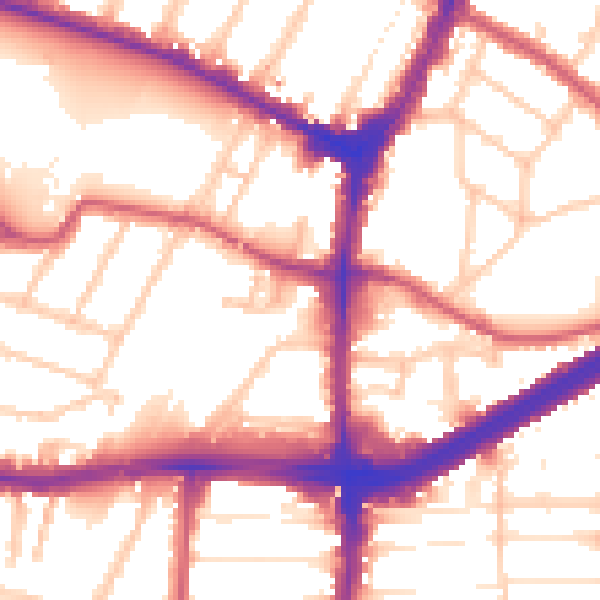 Daytime road noise heatmap for N13 4DF