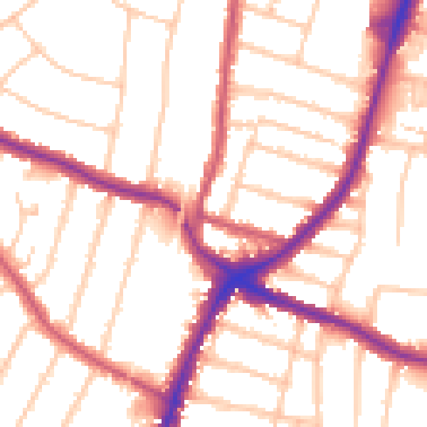 Daytime road noise heatmap for N13 4DL
