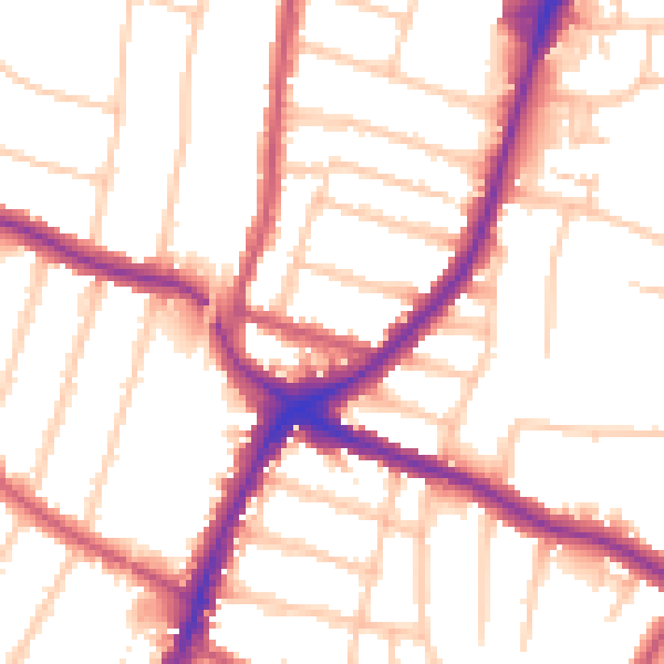 Daytime road noise heatmap for N13 4DP