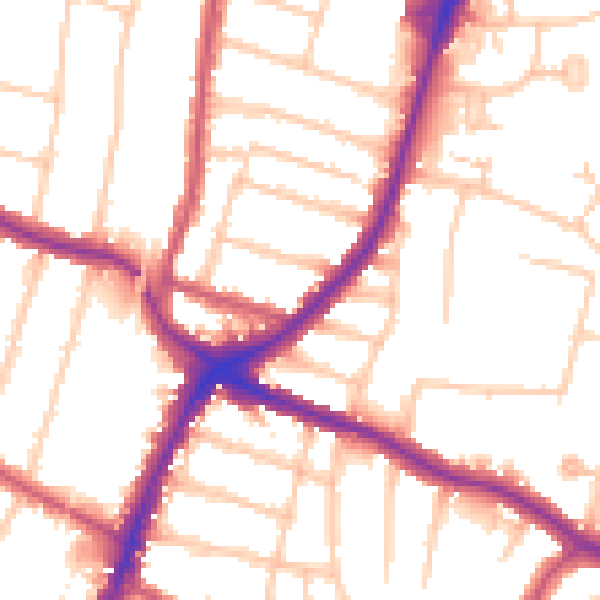 Daytime road noise heatmap for N13 4DR