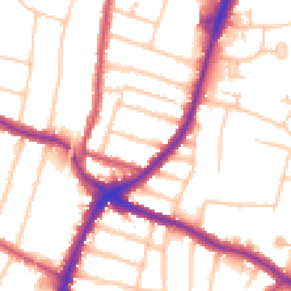 Daytime road noise heatmap for N13 4DS
