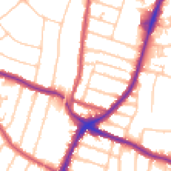 Daytime road noise heatmap for N13 4DX
