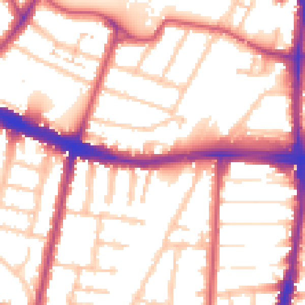 Daytime road noise heatmap for N13 4DY