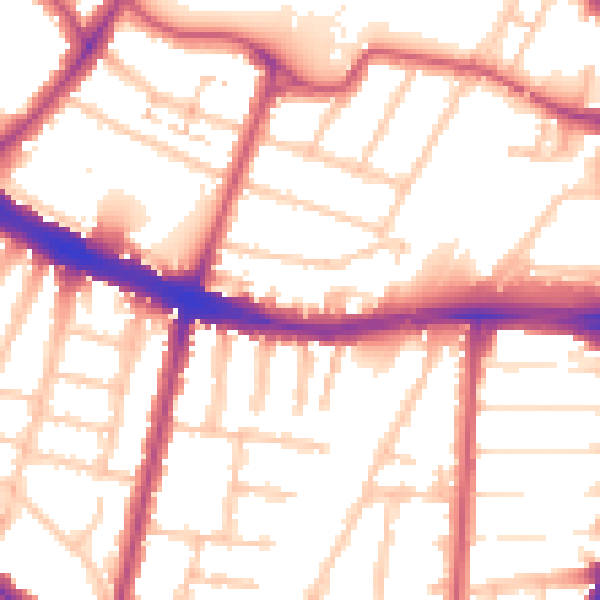 Daytime road noise heatmap for N13 4EG