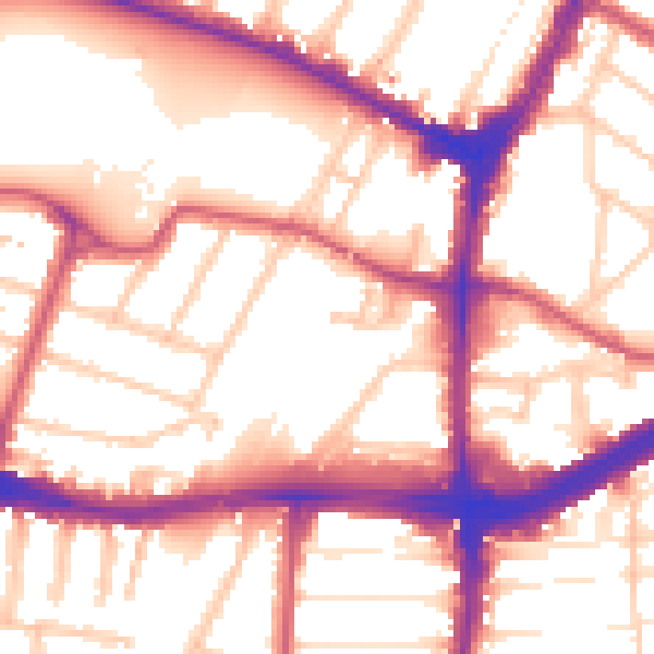 Daytime road noise heatmap for N13 4EX