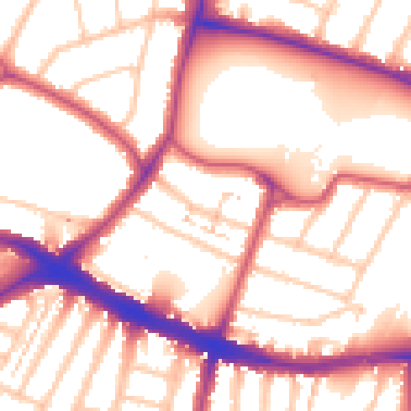 Daytime road noise heatmap for N13 4HP