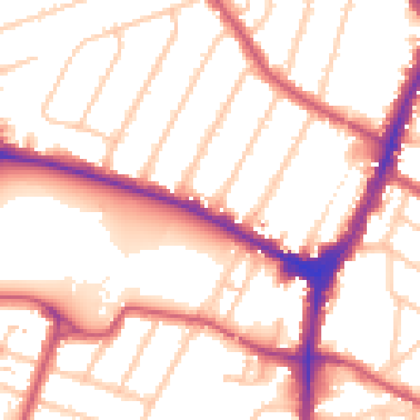 Daytime road noise heatmap for N13 4PP
