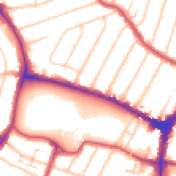 Daytime road noise heatmap for N13 4PT