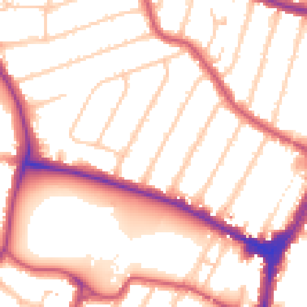 Daytime road noise heatmap for N13 4PY