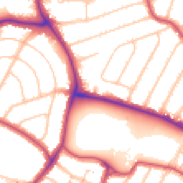 Daytime road noise heatmap for N13 4QJ