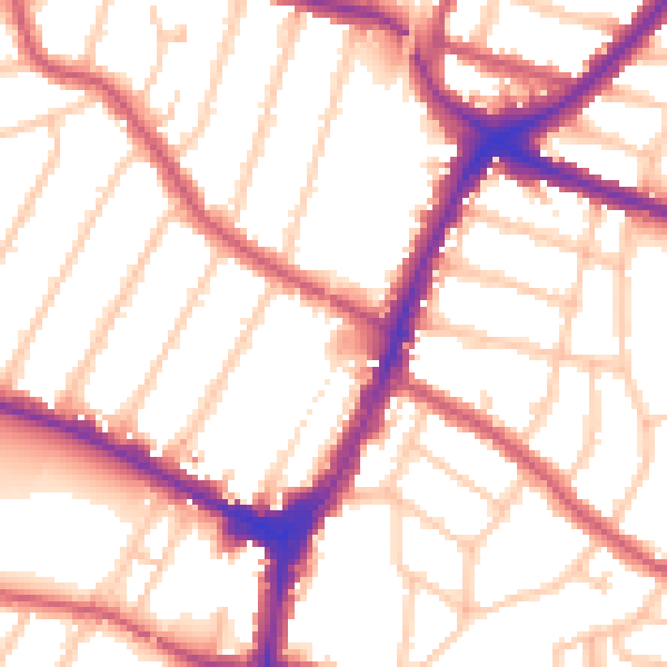 Daytime road noise heatmap for N13 4QT