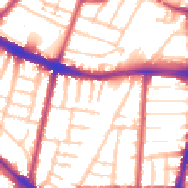 Daytime road noise heatmap for N13 4SA