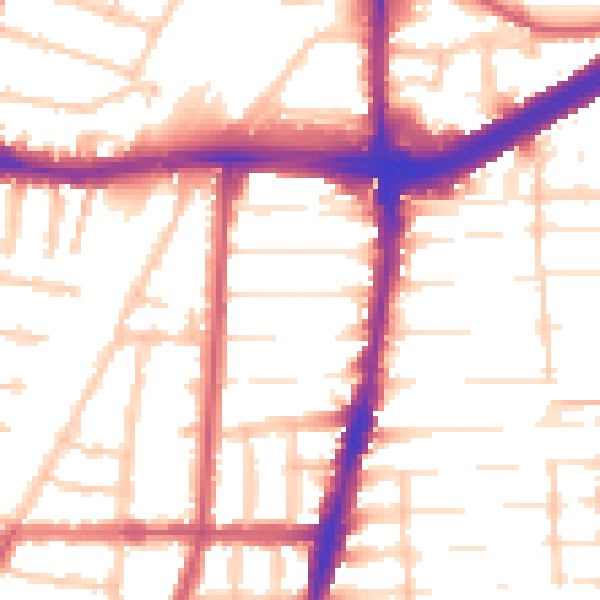 Daytime road noise heatmap for N13 4TH