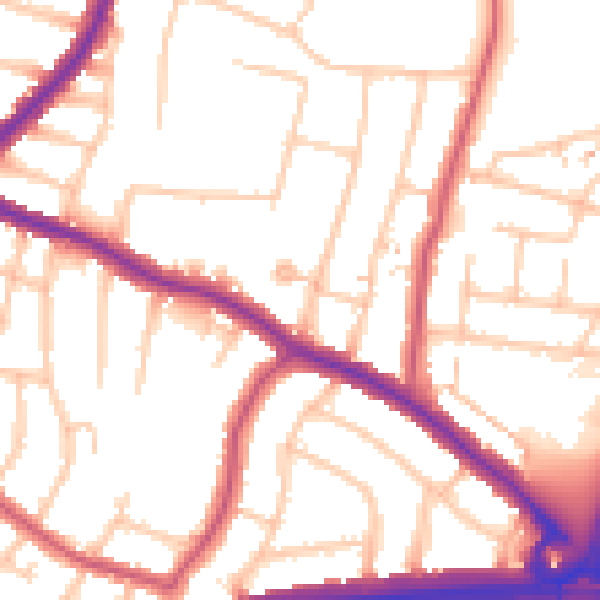 Daytime road noise heatmap for N13 5AB