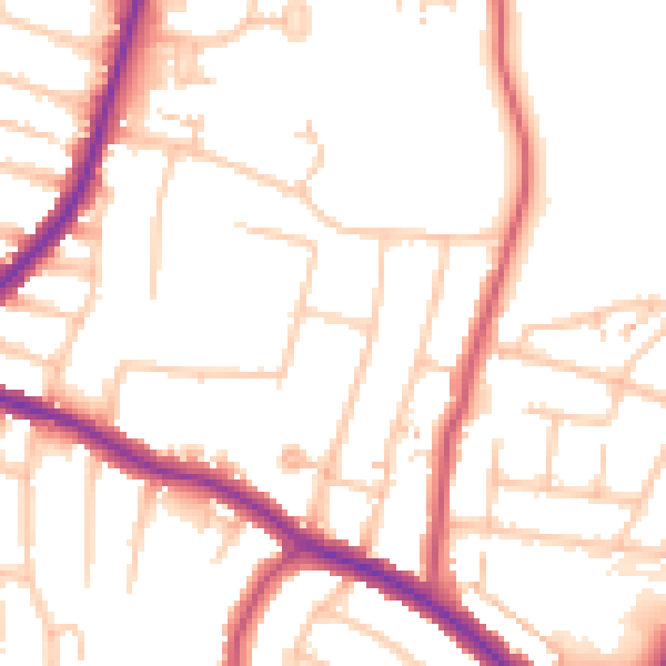 Daytime road noise heatmap for N13 5AF