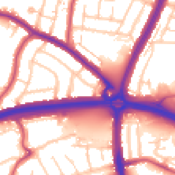 Daytime road noise heatmap for N13 5DZ