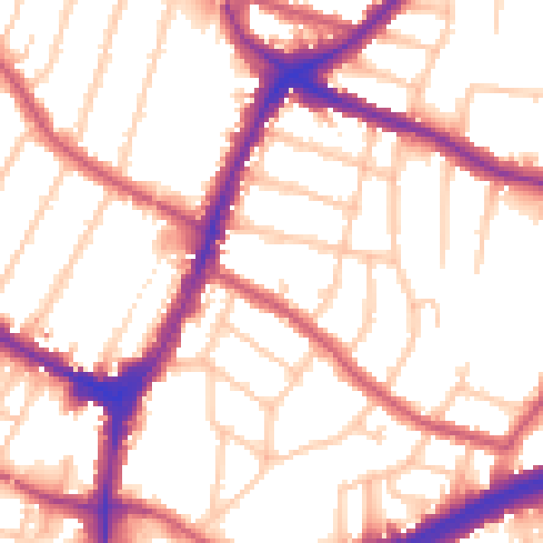 Daytime road noise heatmap for N13 5EP
