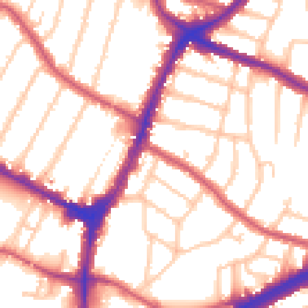 Daytime road noise heatmap for N13 5EU