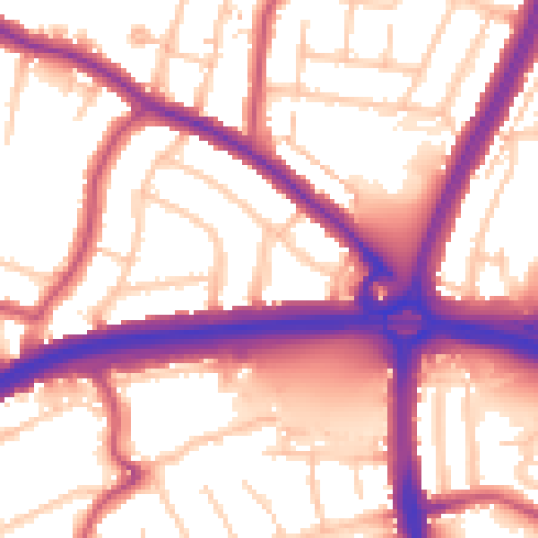 Daytime road noise heatmap for N13 5EW