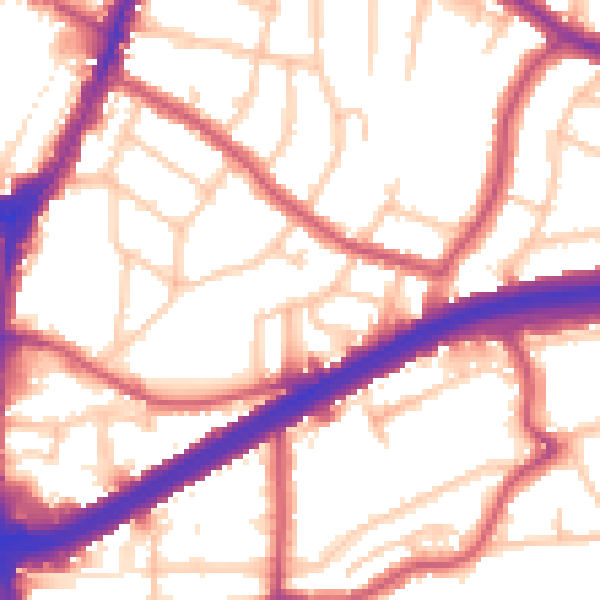 Daytime road noise heatmap for N13 5HT