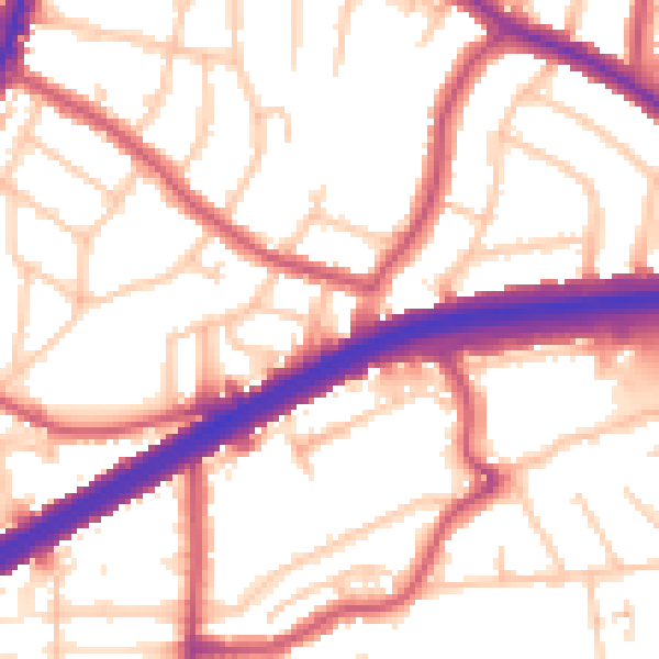 Daytime road noise heatmap for N13 5HW