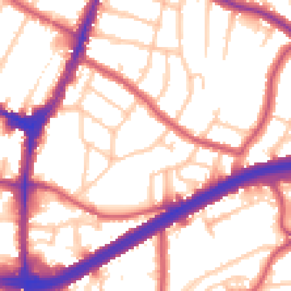 Daytime road noise heatmap for N13 5LN