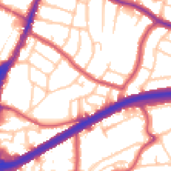 Daytime road noise heatmap for N13 5LS