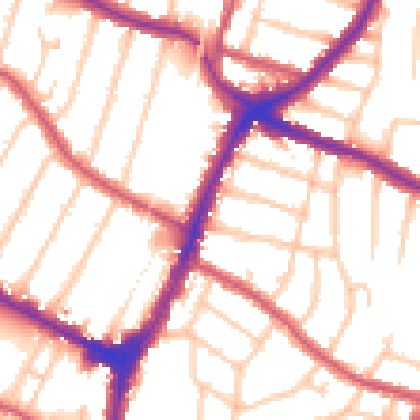 Daytime road noise heatmap for N13 5PD