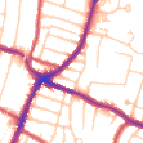 Daytime road noise heatmap for N13 5RR