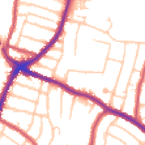 Daytime road noise heatmap for N13 5TA